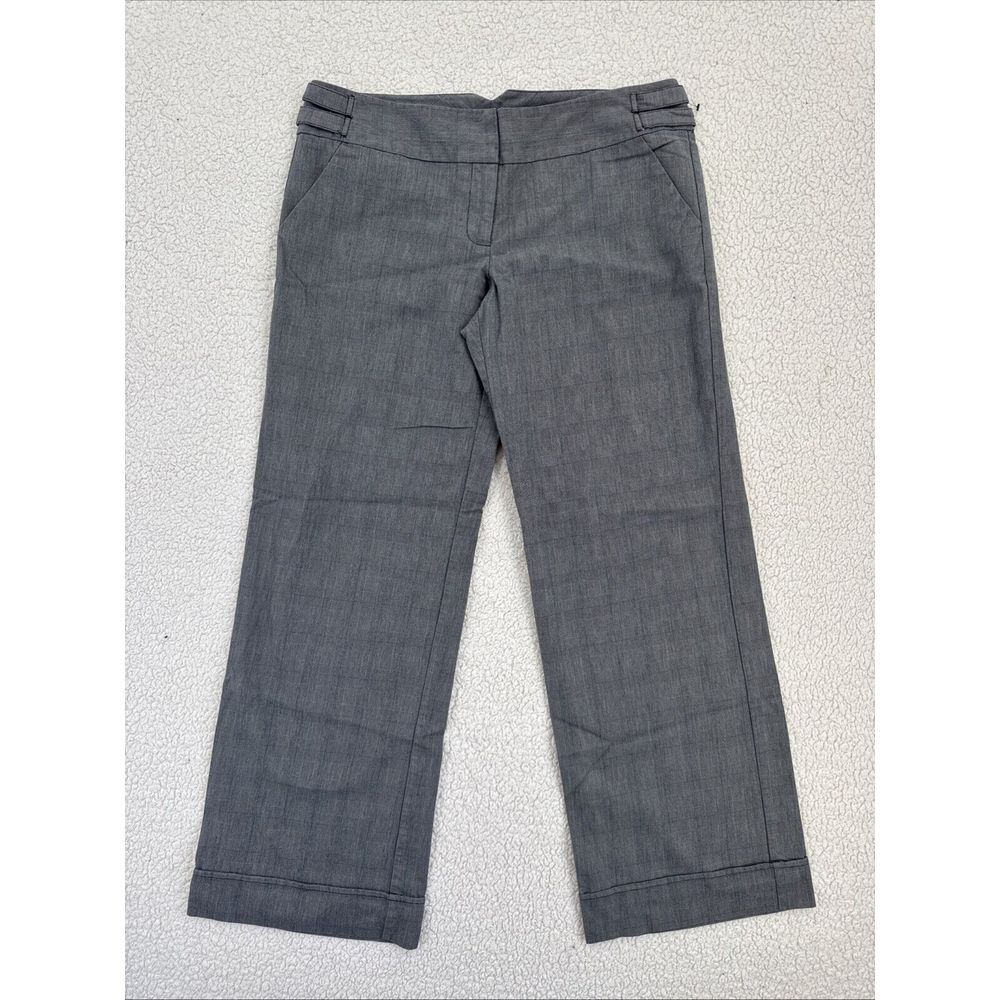 Maurices Pants Women Size 13/14 Gray Plaid Stretch Flat Front Pocket Faux Cuffed